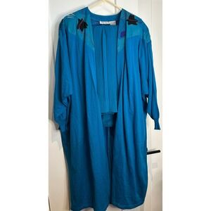 Vintage Marc D'Alcy Paris 2pc Knit Set long cardigan coat Pleated Skirt Wool